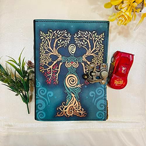 Witchcraft Wiccan Notebook Livro de Shadows Journal with bloqueio em branco Feitiço Prop ProP Diário de couro vintage Madeirado em relevo