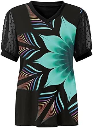 Camisas Tshirts For Women Casual Trema de Flores Casual V Camisa de Manga Curta Top Womens Camisas Femininas