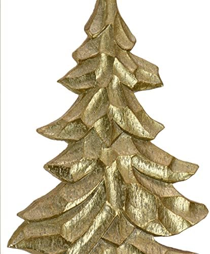 Decoração de árvores de Natal da Coleção Home HGTV, ouro, design de madeira esculpida, coleção de inverno, 32 polegadas