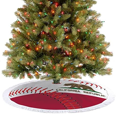 Salia de árvore de árvore de natal da Bandeira da Califórnia, manta de chapas de chapas para decorações festas de