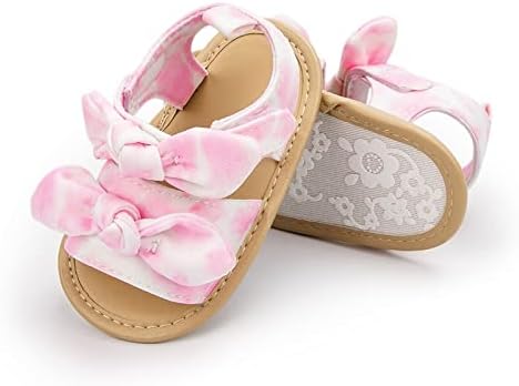 Infantil garotas abertas de pé Bowknot tie tye tingem sapatos de campainhas de primeiro lugar de verão para crianças pequenas sandálias