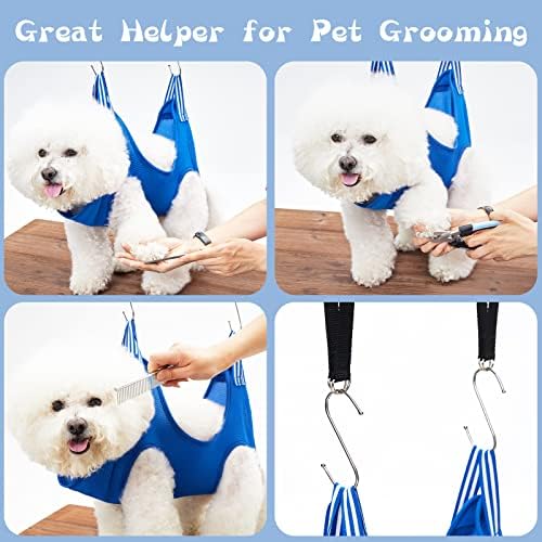 Serjooc Pet Brooming Hammock Harness para cães e gatos, kit de hammock de cachorro com tesoura de aparador de unhas e pente, estilingue