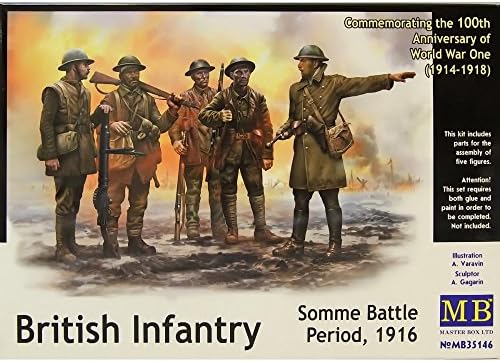 Modelos de caixas principais 1/35 British Infantry Somme Battle Período de Batalha de 1916 - 5 Figuras Conjunto