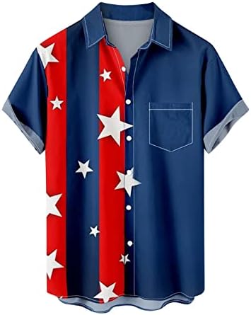 One Men's Spring/Summer Independence Day Bandeira Bandeira Bandeira Pocket Moda Festa casual camisetas para homens grandes e
