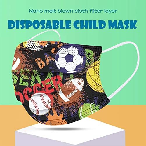 JMETRIE 50pc Máscara facial descartável para crianças, máscara de futebol máscara de face Máscara confortável respirável