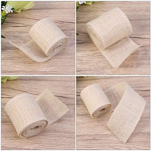 Toyandona Gift Ribbons 2 Rolls Burlap Craft Ribbon Natural Ribbon Burlap Ribbon Ribbon com fio para presentes Supples de artesanato Decoração de mão