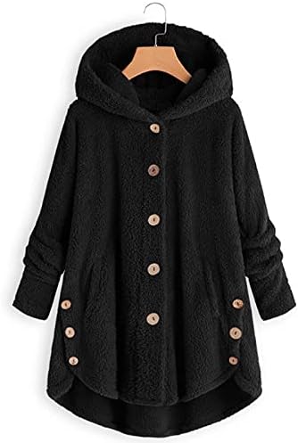 Jaquetas de corte nokmopo para mulheres Mulheres Plus Size Button Tops Capuz Capuz Cardigan Casaco de lã Casaco de inverno