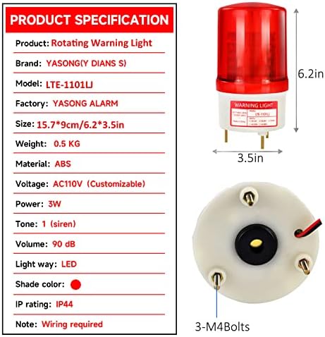 Aviso rotativo Strobe Light, Luzes Industriais de Beacon com Recursos de Segurança de Emergência de 90dB Caminhedos
