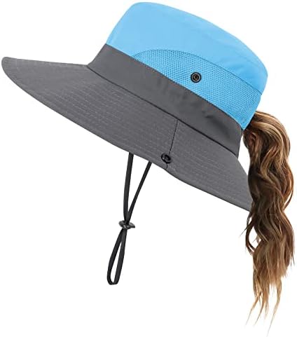 Chapéu de sol de pesca de rabo de mulher com proteção UV Mesh dobrável larga largura de verão chapéu de verão