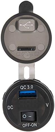 Carregador de carro, Quick Charge 3.0, soquete do carregador USB com função de monitoramento de tensão digital de LED e interruptor