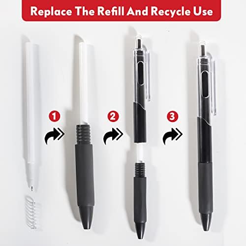 Canetas de gel preto de 12 pacote, canetas de caneta fina de 0,5 mm, canetas de escrita lisa, canetas de tinta de planejador