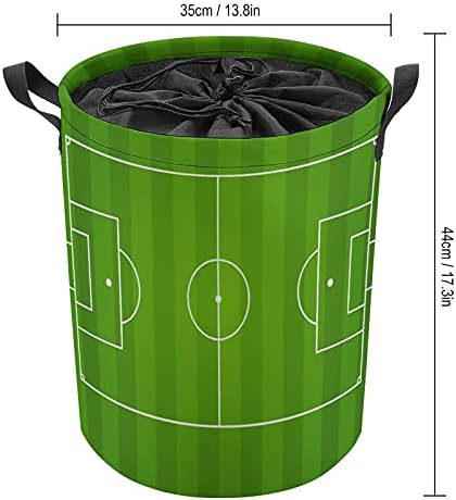 Campo de futebol com sacos de lavanderia redondos de grama realistas cestos de armazenamento à prova d'água com alças
