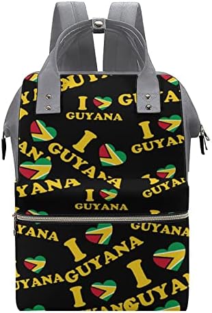 Funnystar I Love Guiana Saco de fraldas da bandeira do coração da Guiana