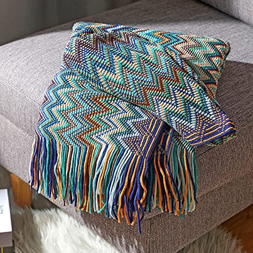 Cobertores Boho Throw Cobertores de malha ao ar livre, sofá leve e macio de um sofá leve, os afegãos bohemianos de arremesso