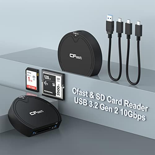 Cast Card Reader, USB 3.2 Gen 2 USB CFast 2.0 Reader, SD Card Reader portátil ABS 10 Gbps CFast Adaptador de cartão