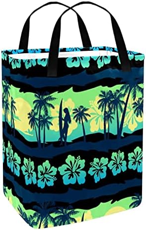 Tropical Green Sunrise Landscape Print Lavanderia Coloques dobráveis ​​de lavanderia 60L Cestas de roupa à prova d'água