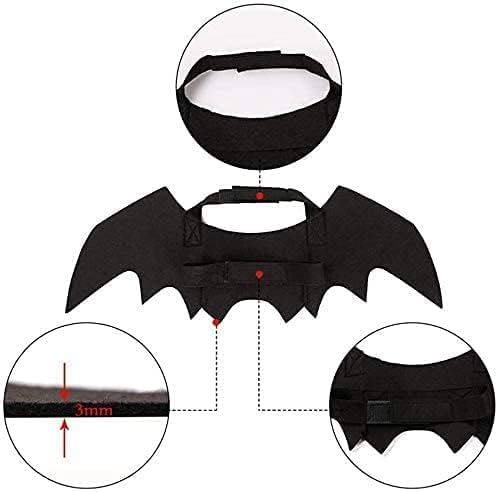 Traje de morcego de gato de estimação, fantasia de pet -tear de pet asas de gato e máscara de morcego de cosplay figurinos