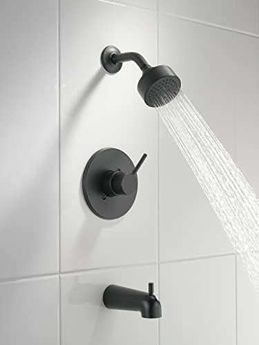 Torneira Delta Modern 14 Série Matte Black Shower Torneira, banheira e chuveiro Kit de acabamento com spray de spray único Cabeça