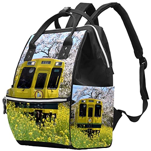 Japão treinar flores de primavera fraldas bolsas de bolsa de mochila de mamã