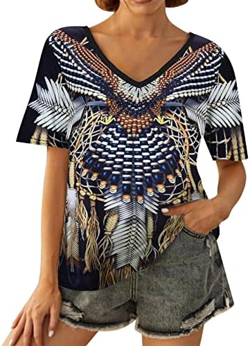 Camisas de verão para mulheres estampas femininas estilo tribal moda selvagem casual manga curta camiseta lisa top