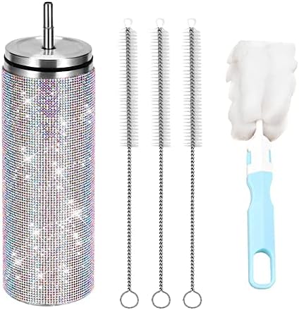 Bling Water Bottle Diamond Bling Cup, 20 onças de aço inoxidável Glitter Cup Rhinestone com tampa e termozes de diamante bling de palha para mulheres meninas