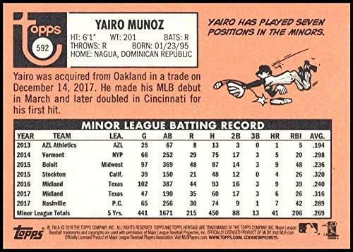 2018 Topps Heritage High Number Baseball 592 Yairo Munoz RC Rookie St. Louis Cardinals Official MLB Trading Card