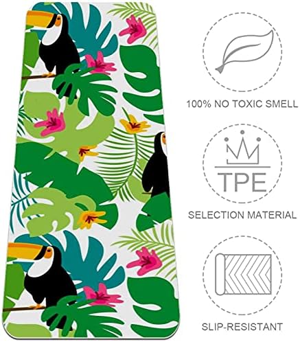 Mat de ioga extra grosso de 6 mm, Tropical Summer Toucan Princic Impressão ECO-FILHECIMENTO TPE TATS MATS PILATES com