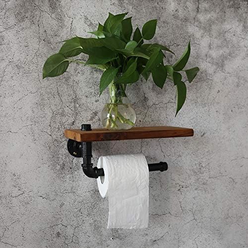 Vintage Wood Metal Metal Montado no banheiro Plataforma de papel higiênico suporte de papel de rolo