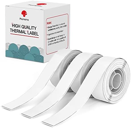 Fita de fabricante de etiquetas Phomemo D30, papel térmico preto no adesivo contínuo branco, fita de etiqueta auto-adesiva, fita de