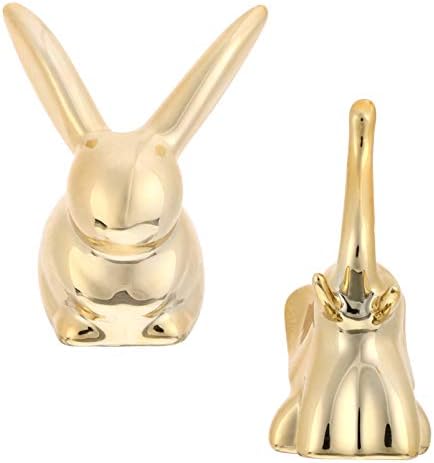 Doitool 2pcs jóias de animais exibem suporte de coelho portador de elefante elefante cerâmica Ring Jewelry Organizer Binket
