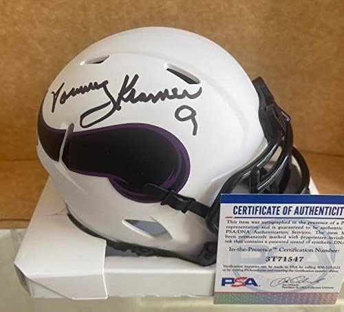 Tommy Kramer Vikings QB Mini capacete lunar PSA 3T71547 assinado
