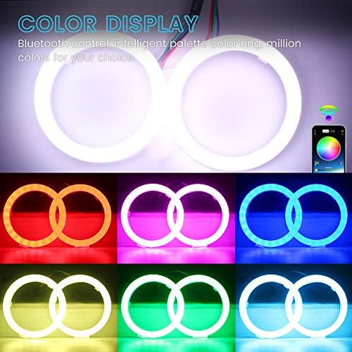 Everbrightt 1 Conjunto 80mm RGB Angel Eyes Led Rings Halo para carro Farol da lâmpada diurna Cobs leves LIGH