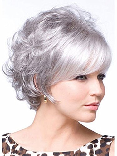 Magicalove cinza curto branco White Natural Feminino Human Hair Wigs para a vida habitual