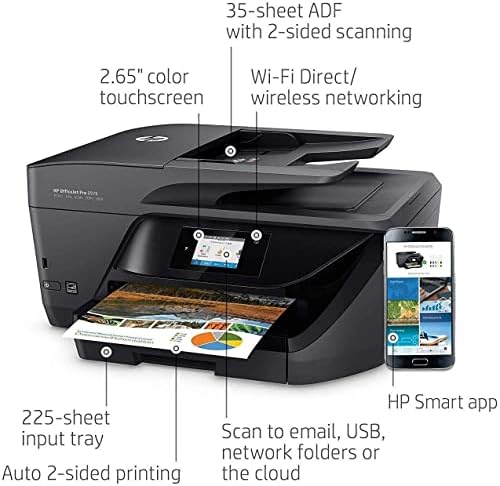 HP OfficeJet Pro 6978 Impressora sem fio, copiadora, scanner, fax, impressão duplex de 2 lados, tinta instantânea, compatível com Alexa, com o cabo de impressora USB XPI