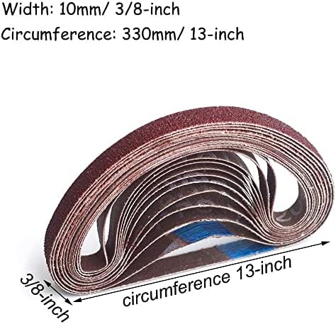 Cinturões de lixar de lixadeira de cinto Bainuo, faixa de lixamento de alumínio de peso X de 3/8x13 polegadas, papel de