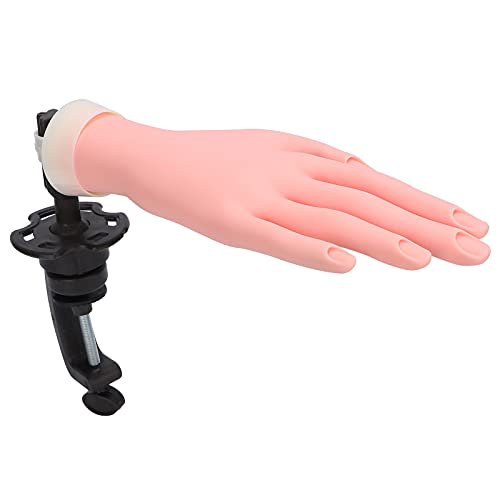 Pratique unhas à mão para arte de unhas, prática de unha de silicone macia mão de mannequin com suporte de suporte, mão falsa realista para prática de unhas, treinamento flexível de treinamento de unhas dobrável