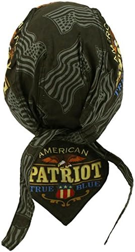 American Patriot True Blue Bandana Headwrap Hap -Cap Ajustable Cap Hat Black