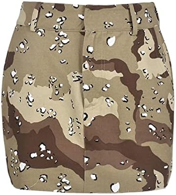 Mini-saia Molisry para mulheres Sexy Print Cargo Camouflage High Siga A-line Salia curta com zíper