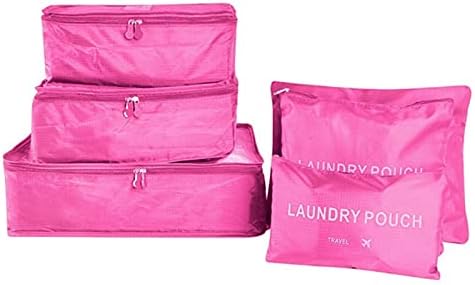 Ppyu 6pcs Travel Organizer Bags Organizador de bagagem portátil - armazenamento de roupas, meias, cosméticos, produtos para