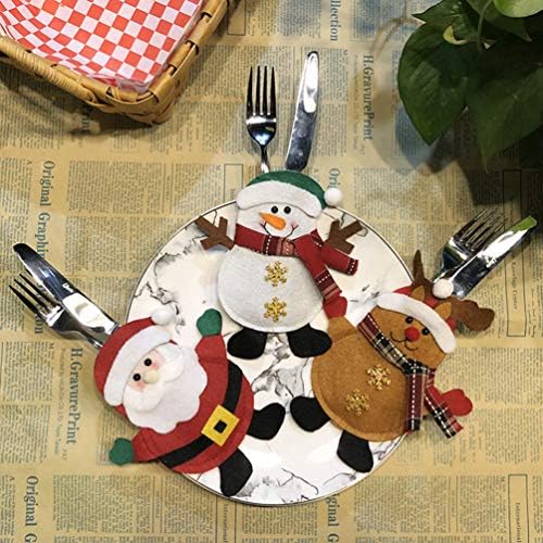 TOMAIBABY Papai Noel Decoração 3pcs Titulares de talheres de Natal Santa Snowman Rena Design Projeto de talheres bolsos de festa de festa de jantar de mesa de jantar decoração