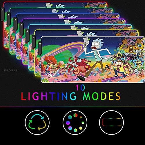 Bimormat RGB Mouse Pad LED Light Gaming Mouse Pad com Base de borracha Base colorida de tapete de carpete para laptop para PC