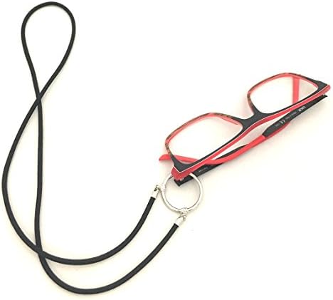Colar de óculos - Corrente da corrente do suporte de óculos - seda preta de seda - loop de liga prateada - nunca perca