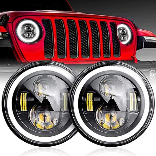 Nifeida 7 polegadas LED FARÇONS H6024 LED LEITO ROLODA HALO ANGL EYES DRL AMBER Turn Signal Lights Compatível com