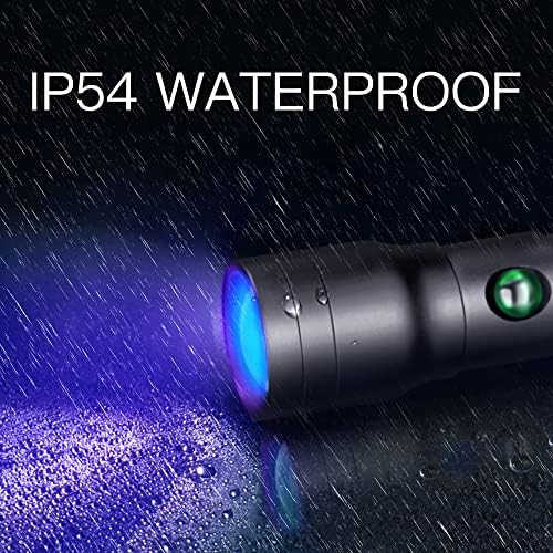 Lanterna UV USB C Recarregável, lanterna Blacklight de 395nm, lanterna de caneta ultravioleta zoomável IP54 Detector de urina de estimação para manchas de cães de gato, escorpião, percevejo