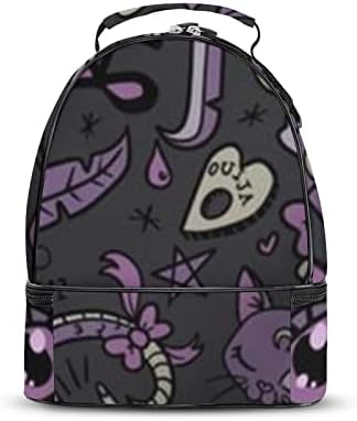 Purple Black Goth Spooky Pried Lunch Sags for Momen Homens Double Deck Refeição Caixa Isolada Pacote Cooler com alça de ombro removível