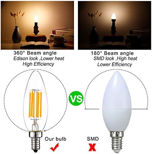 Pacote de litehistory de g16.5 lâmpada LED 4W = 40W E26 Edison Bulb 400lm e B10 Bulbo LED 6W = 60W lâmpada de candelabra