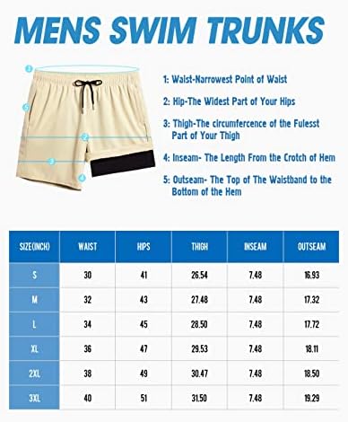 Agobuhe Mens Swim Turncos de natação shorts com revestimento de compressão shorts de natação seca rápida com bolsos de revestimento de malha
