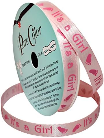 Morex Ribbon Special Ocasions Ribbon: É uma garota, poliéster, 3/8 de polegada por 10 jardas, rosa claro, item 90202/10-01