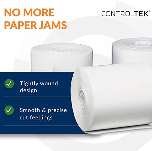 Controltek Rolls de papel térmico para impressoras de ponto de venda 3-1/8 x 273 'Papel de recibo - fácil de ler Fits a maioria