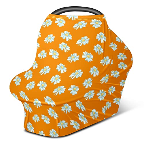 Capas de assento de carro para bebês Camomia Daisy Orange Background Cobertão de enfermagem Cover de carrinho de cachecol de